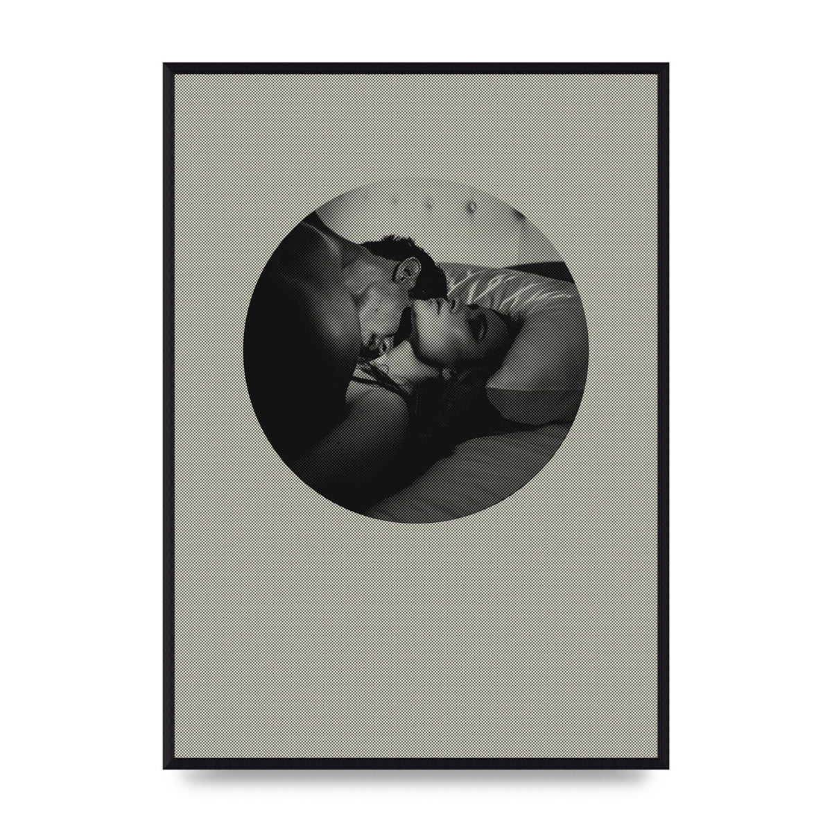 Halftone Kiss Two Printed Poster - A2 framed