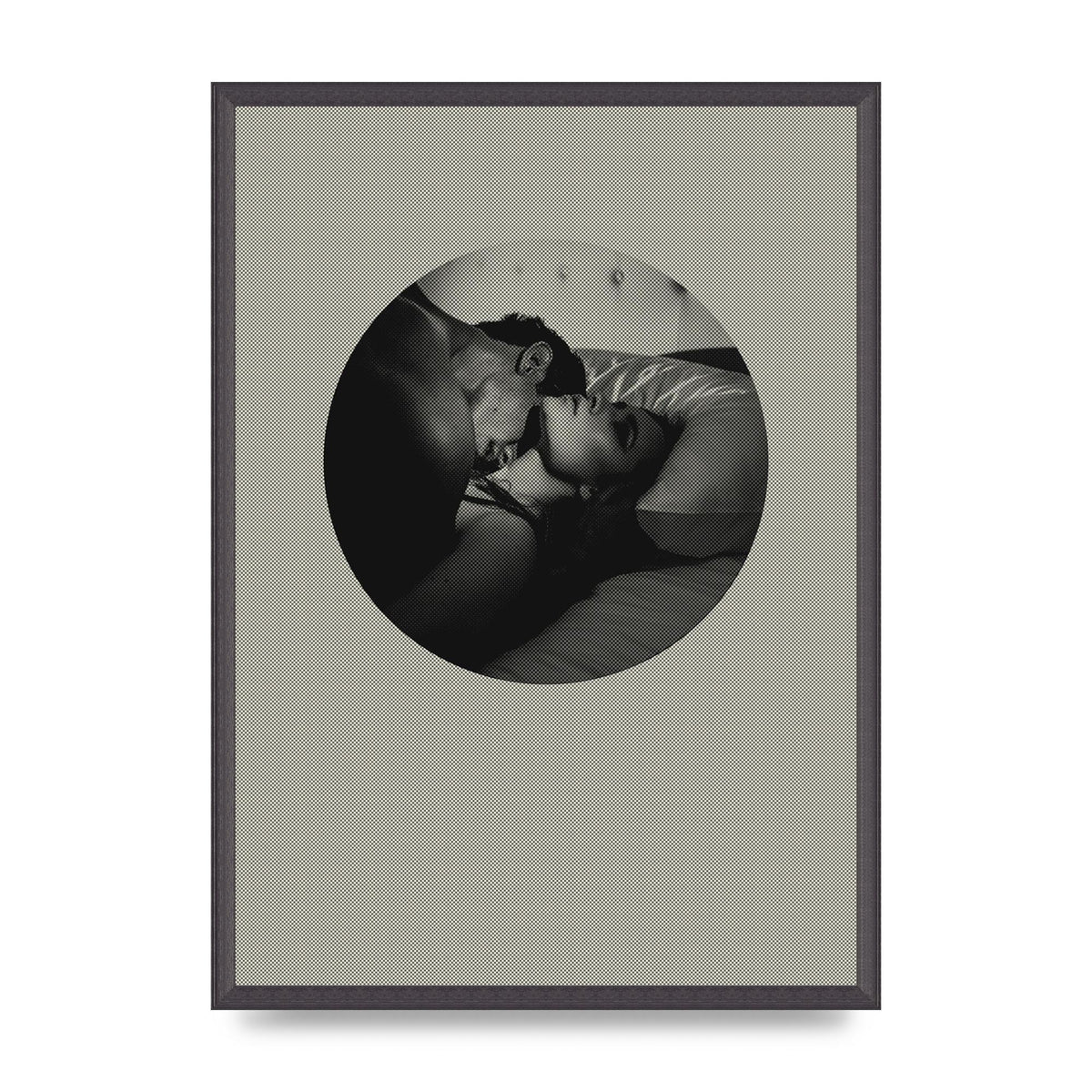 Halftone Kiss Two Printed Poster - A2 framed