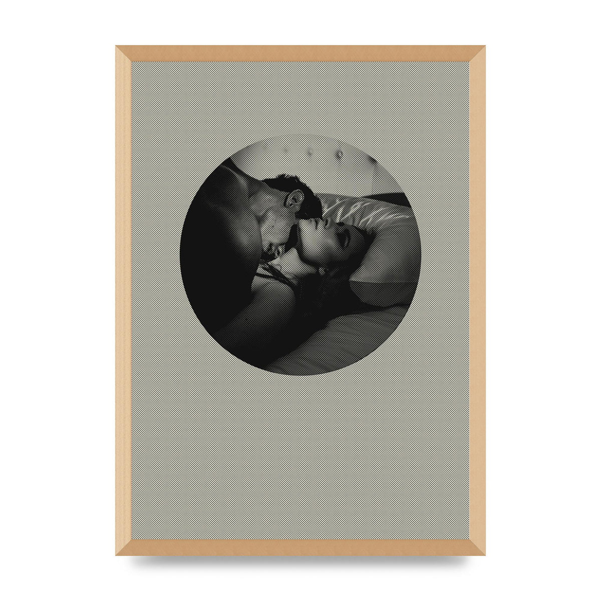 Halftone Kiss Two Printed Poster - A2 framed