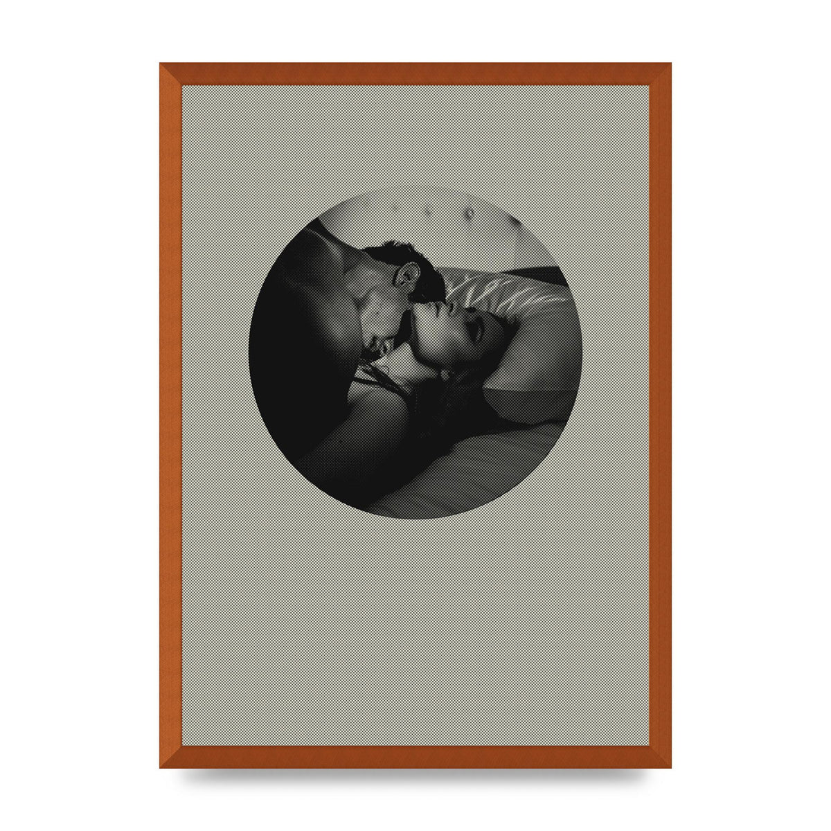 Halftone Kiss Two Printed Poster - A2 framed