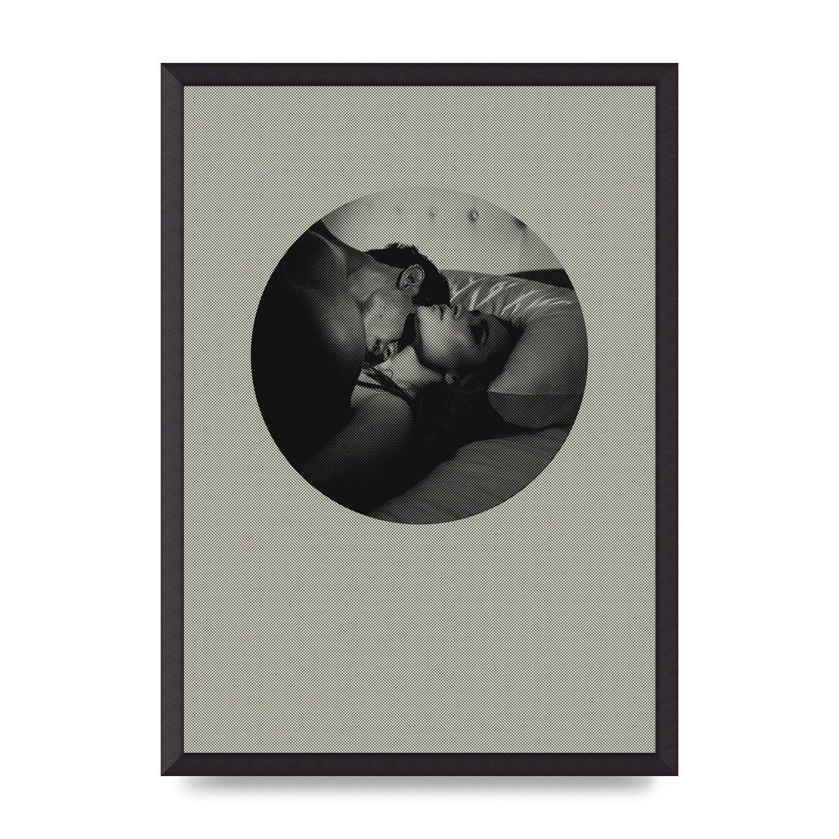 Halftone Kiss Two Printed Poster - A2 framed