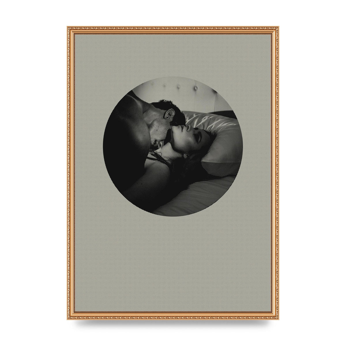 Halftone Kiss Two Printed Poster - A2 framed