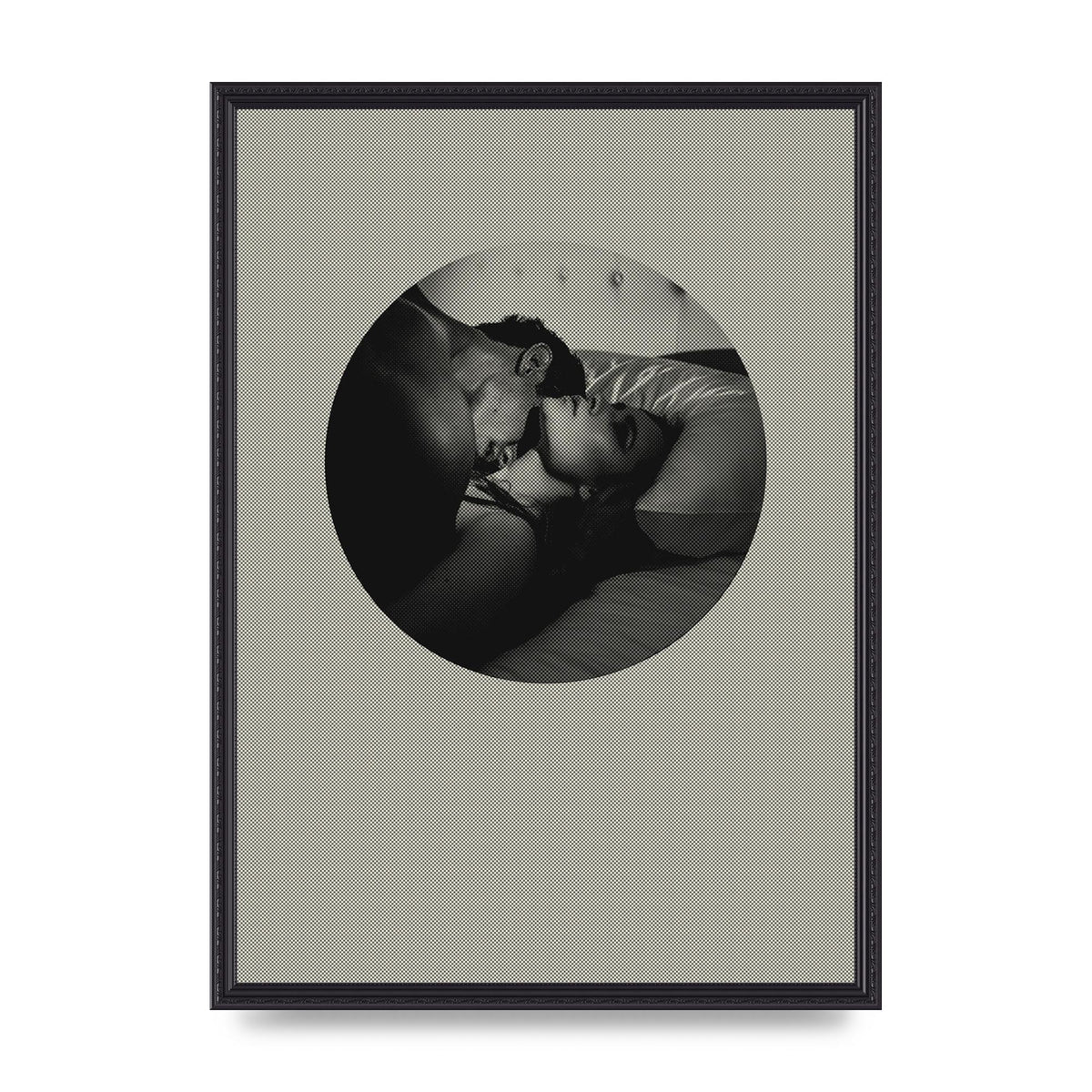Halftone Kiss Two Printed Poster - A2 framed