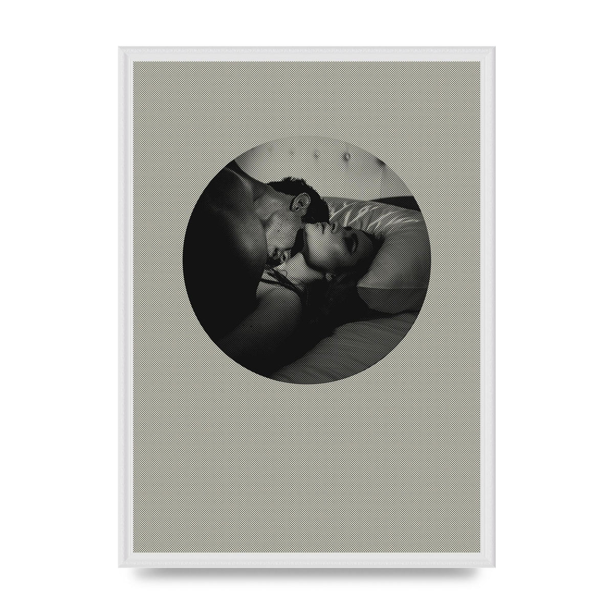 Halftone Kiss Two Printed Poster - A2 framed