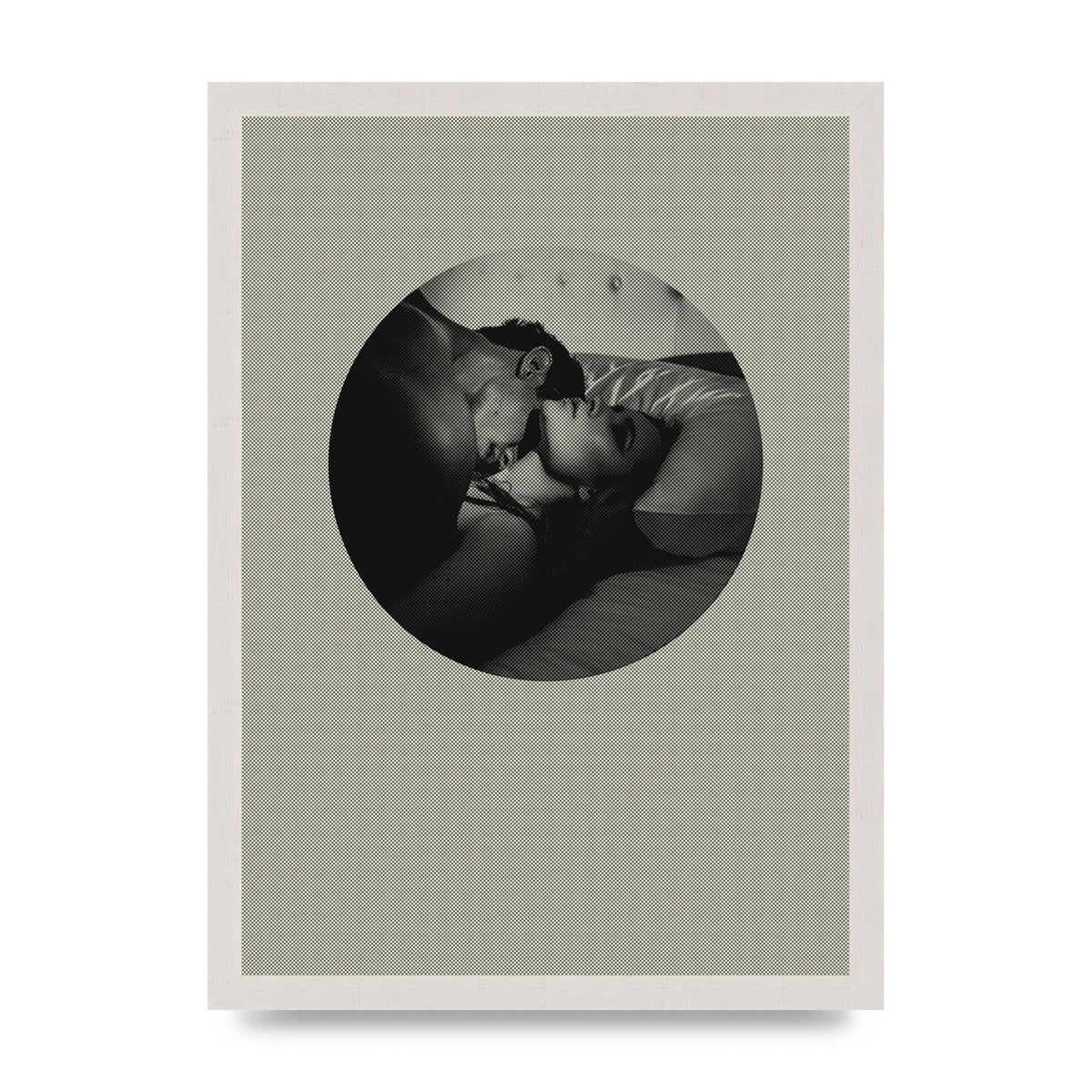 Halftone Kiss Two Printed Poster - A3 framed