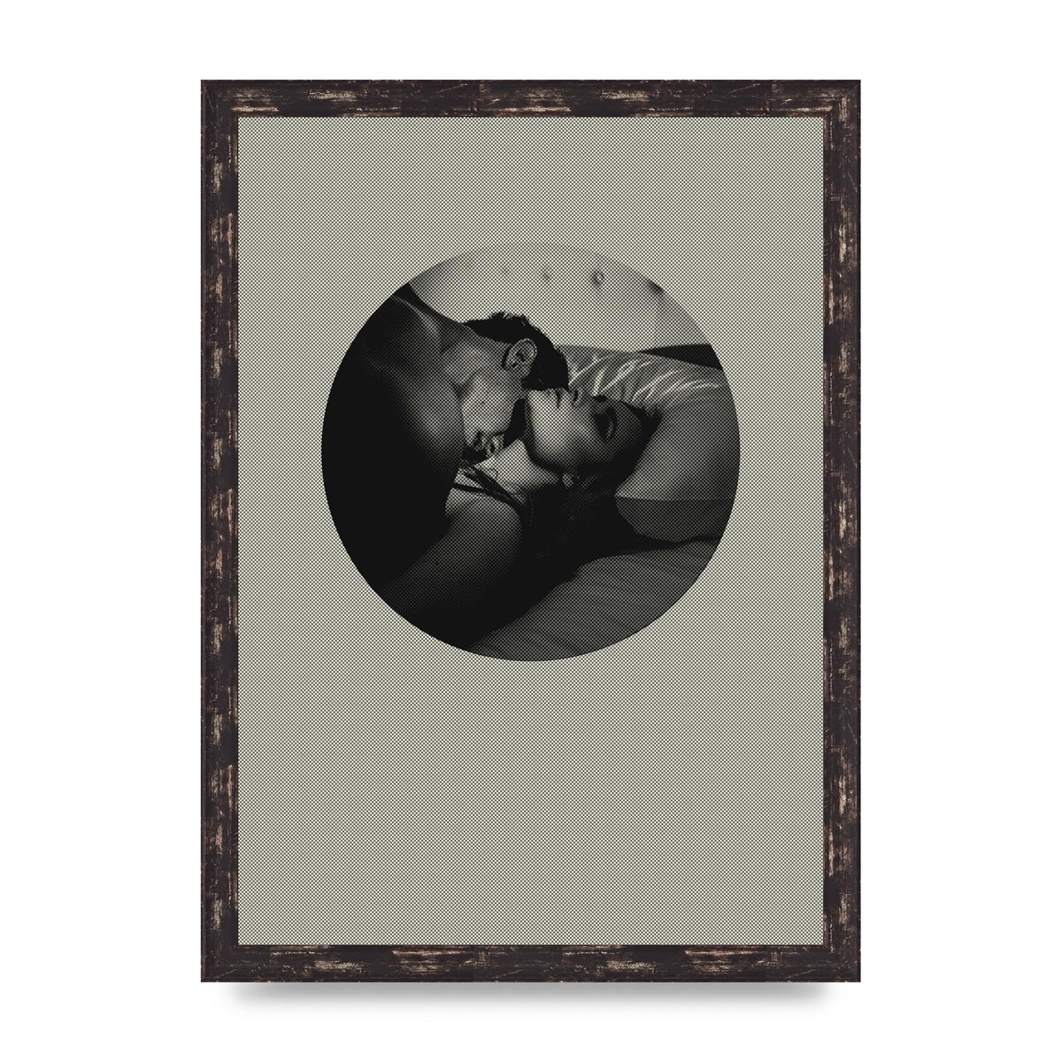 Halftone Kiss Two Printed Poster - A3 framed