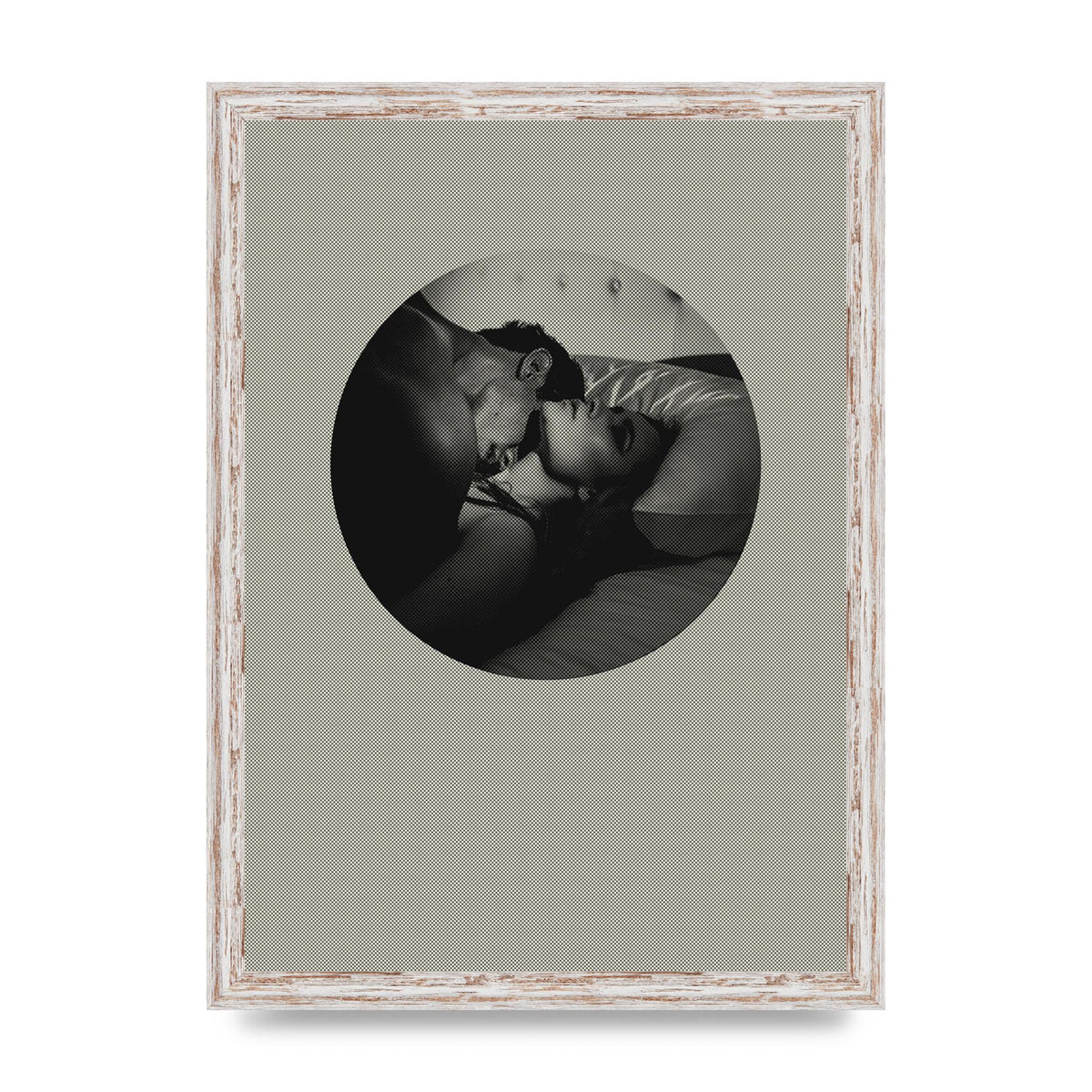 Halftone Kiss Two Printed Poster - A3 framed