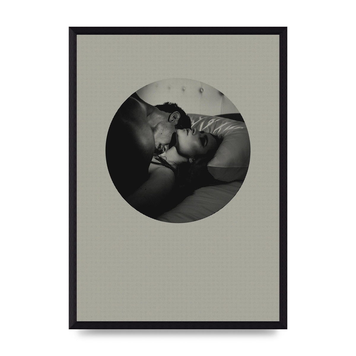Halftone Kiss Two Printed Poster - A3 framed