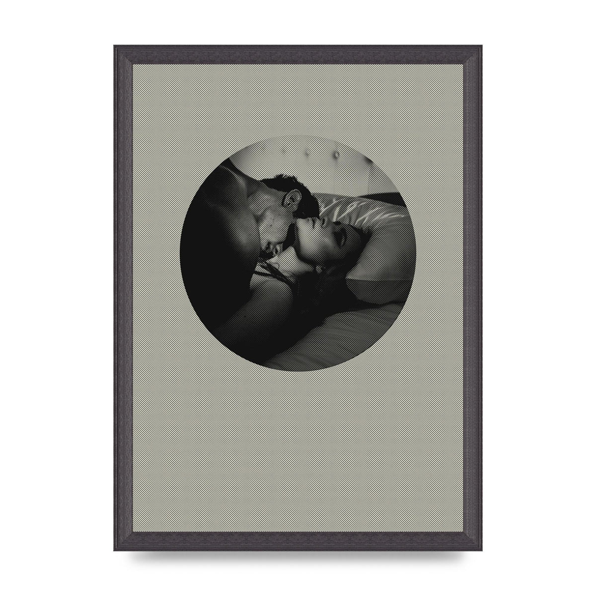Halftone Kiss Two Printed Poster - A3 framed