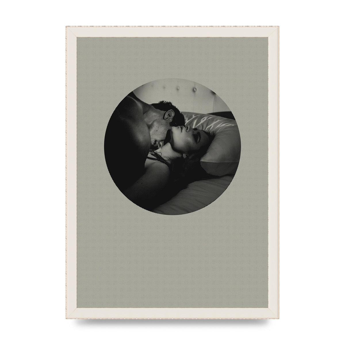 Halftone Kiss Two Printed Poster - A3 framed