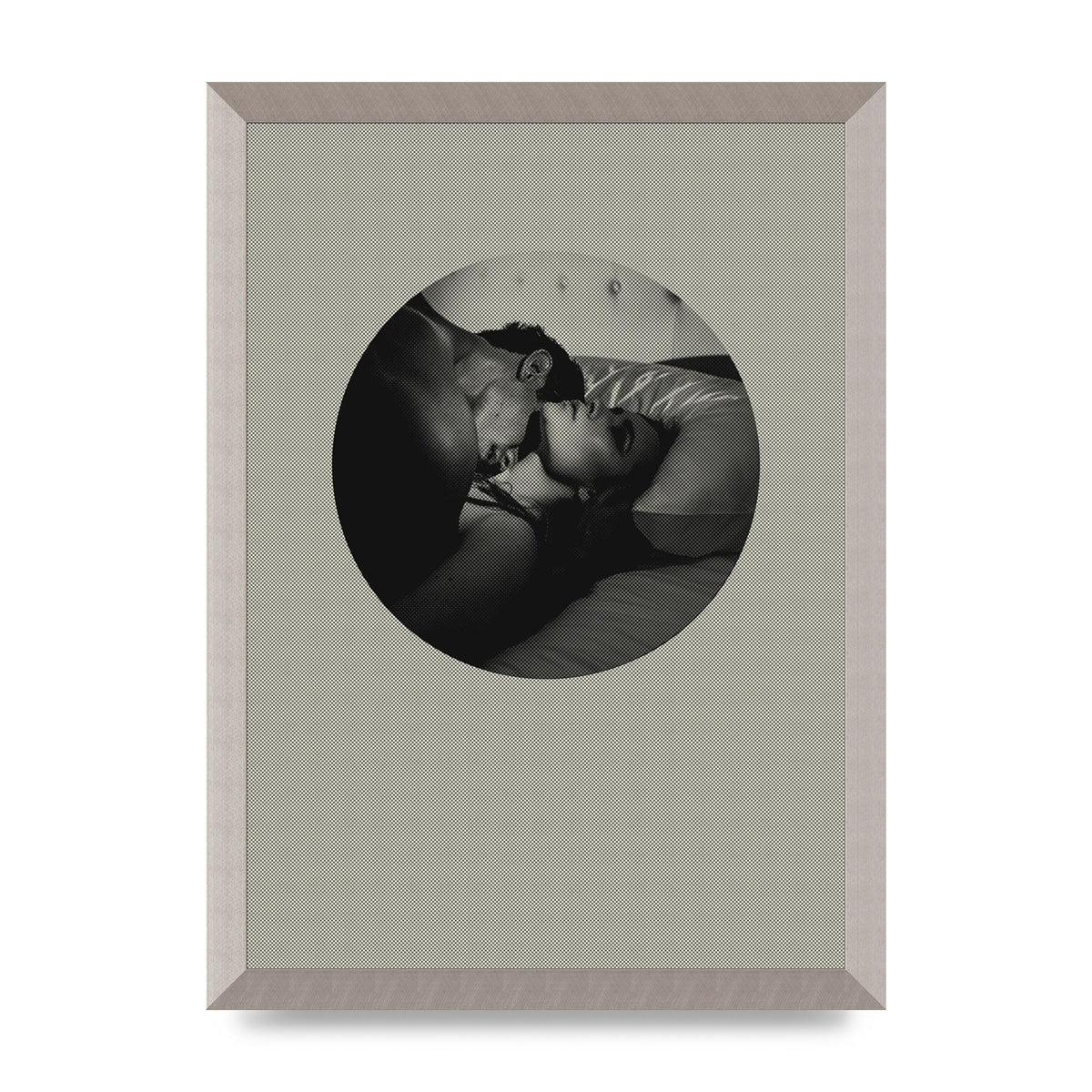 Halftone Kiss Two Printed Poster - A3 framed