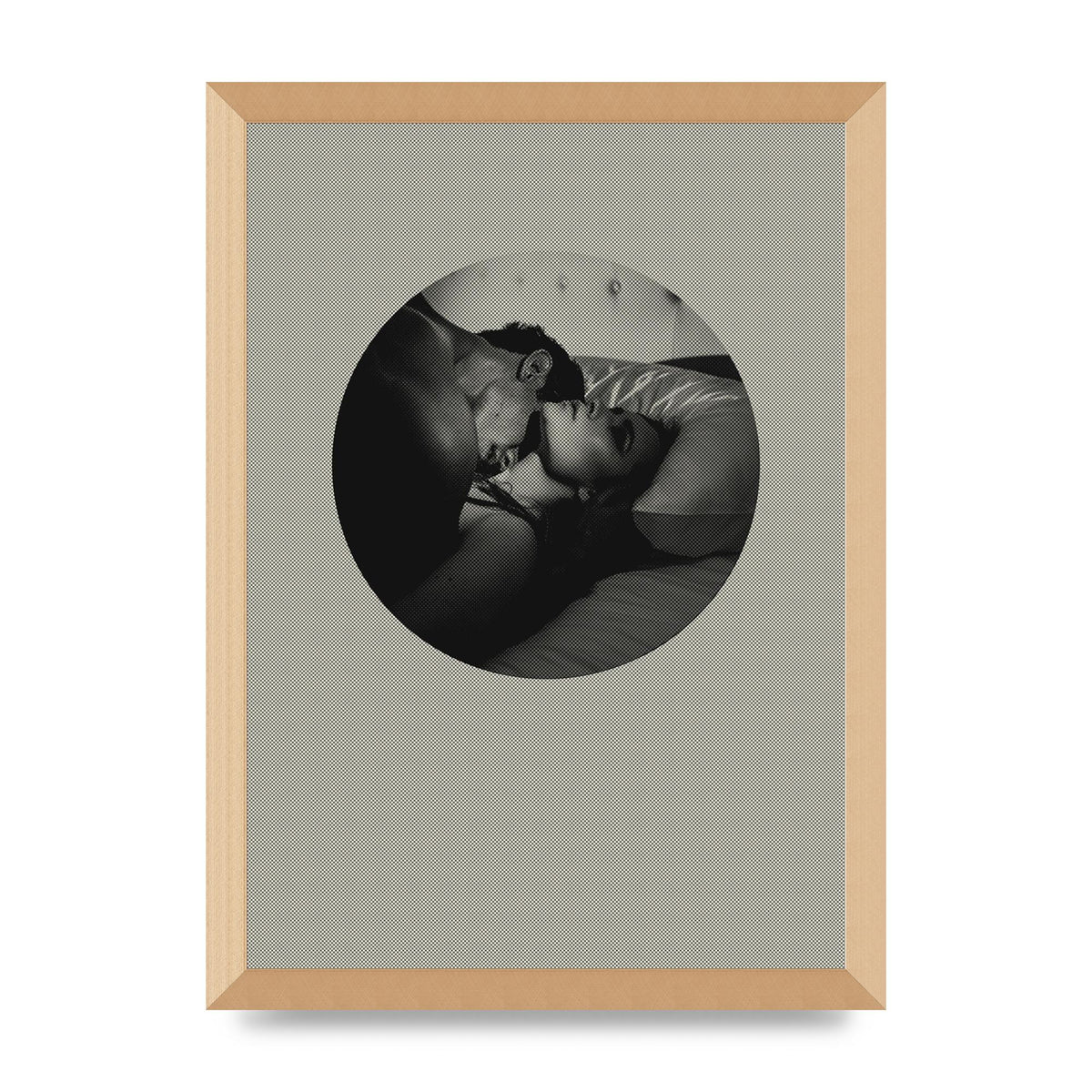 Halftone Kiss Two Printed Poster - A3 framed