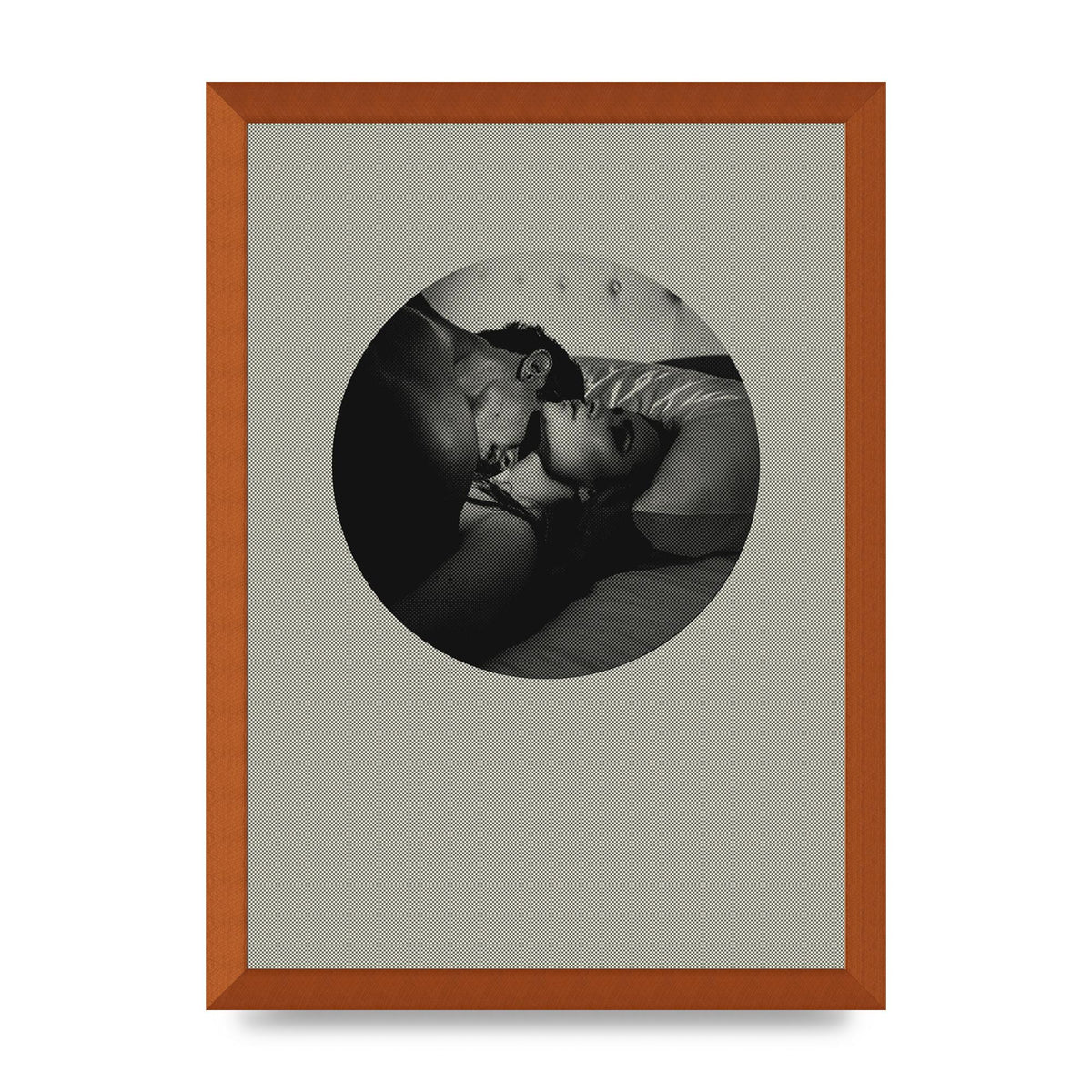 Halftone Kiss Two Printed Poster - A3 framed