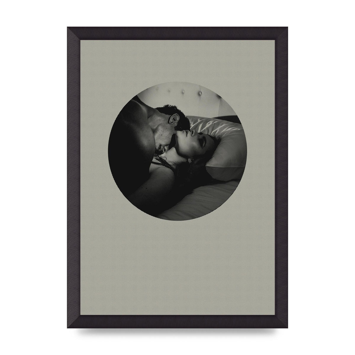Halftone Kiss Two Printed Poster - A3 framed