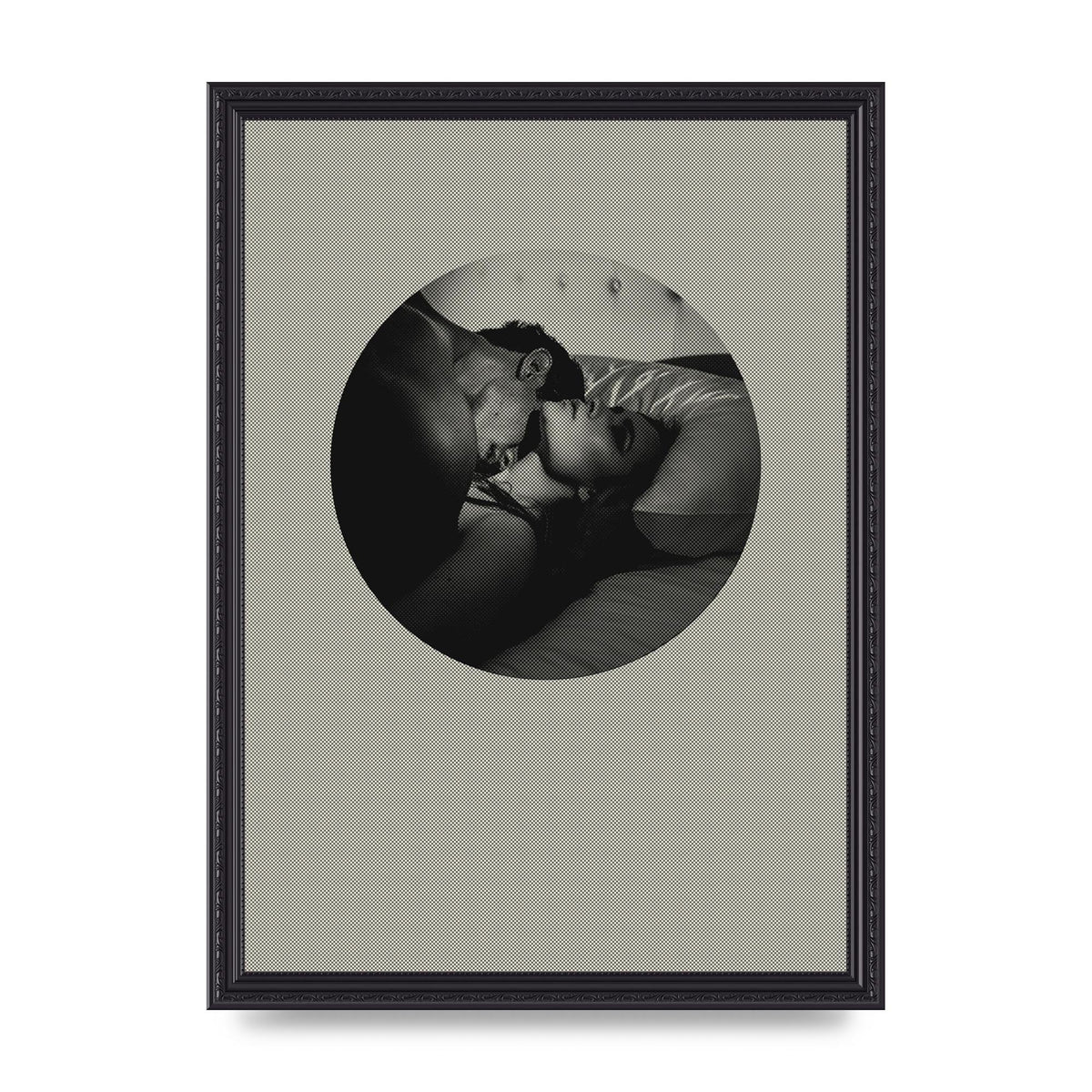 Halftone Kiss Two Printed Poster - A3 framed