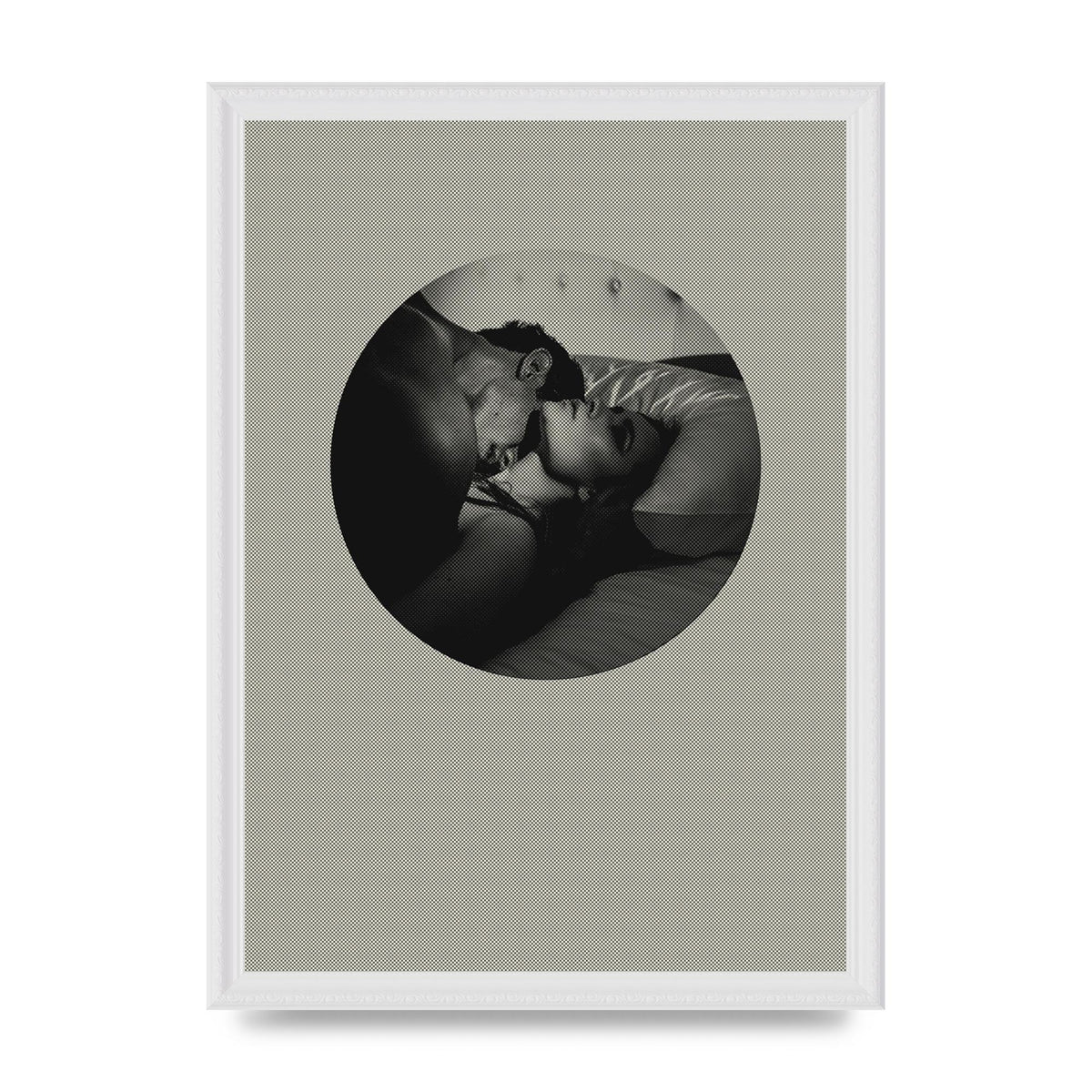 Halftone Kiss Two Printed Poster - A3 framed