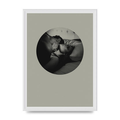 Halftone Kiss Two Printed Poster - A3 framed