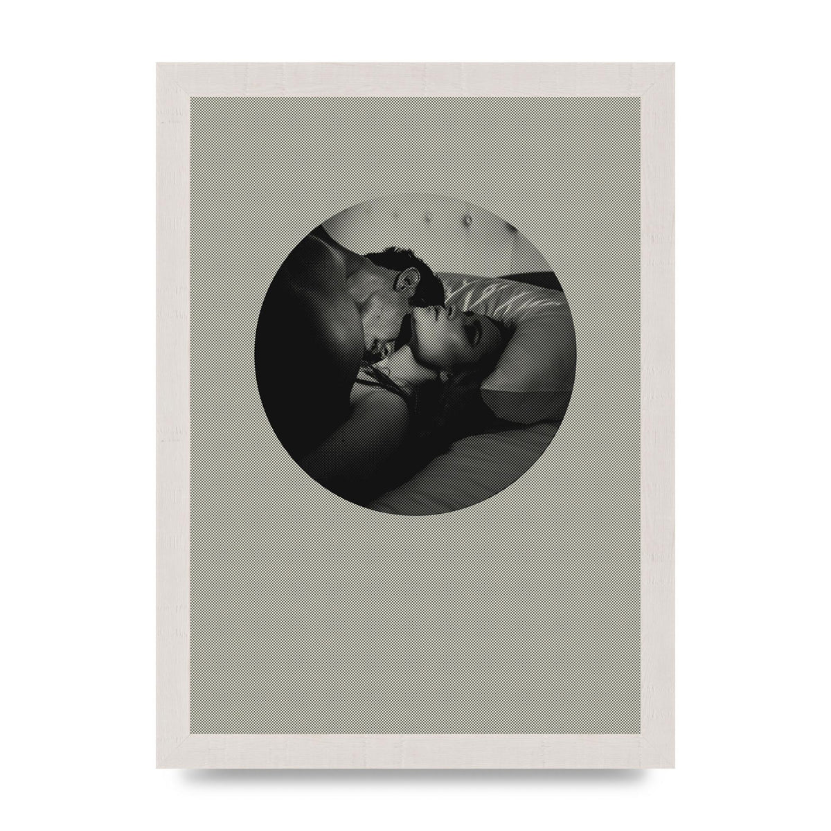 Halftone Kiss Two Printed Poster - A4 framed