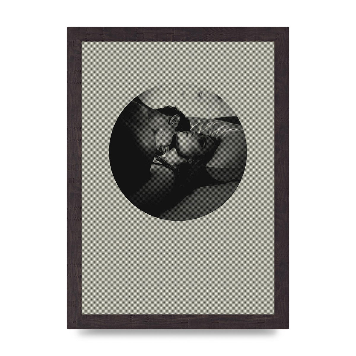 Halftone Kiss Two Printed Poster - A4 framed