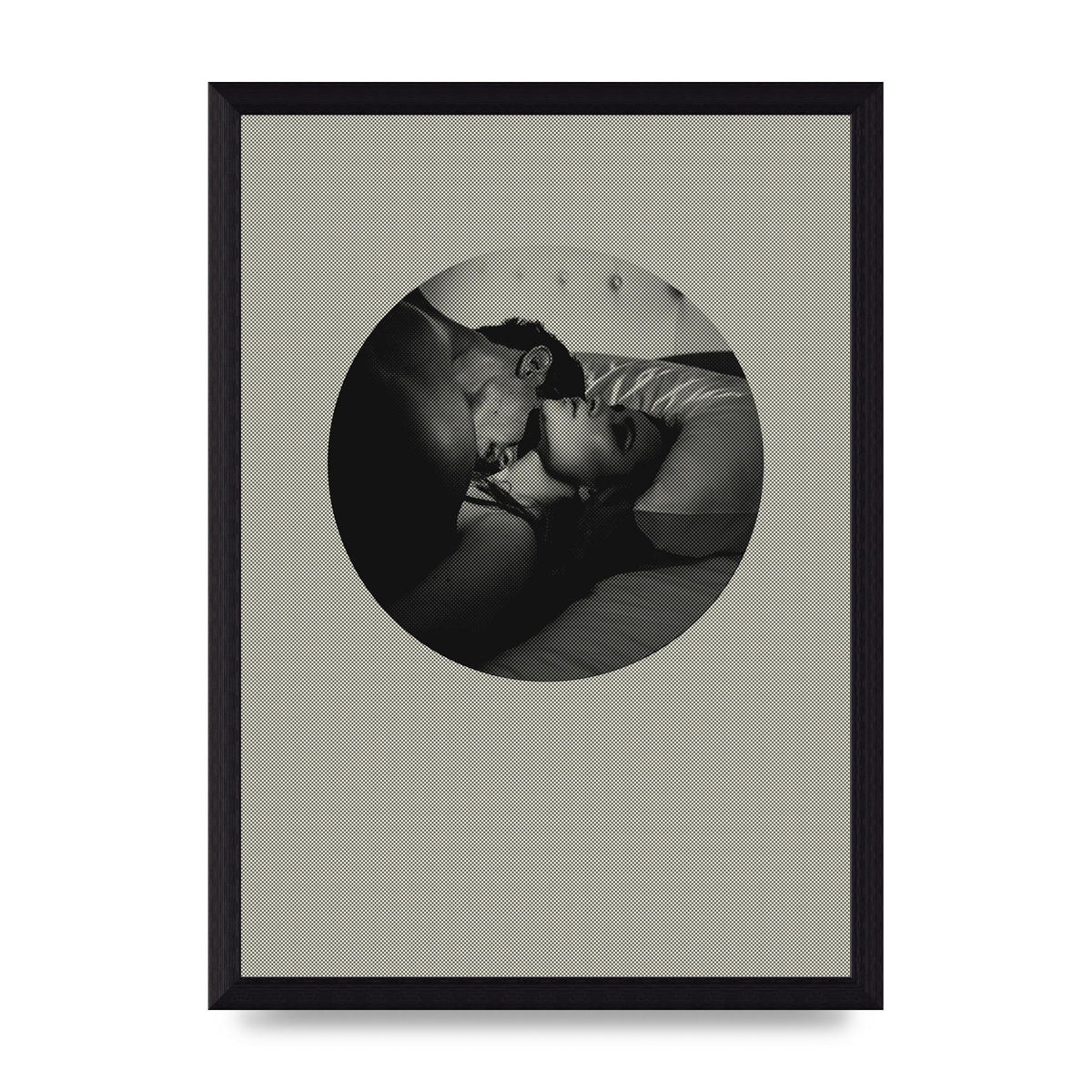 Halftone Kiss Two Printed Poster - A4 framed