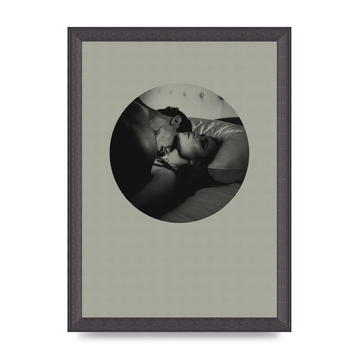 Halftone Kiss Two Printed Poster - A4 framed