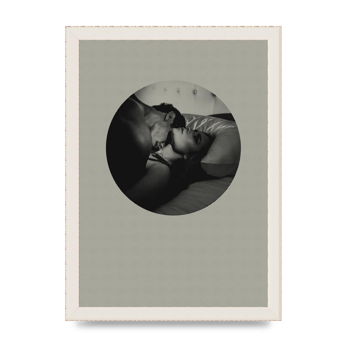 Halftone Kiss Two Printed Poster - A4 framed
