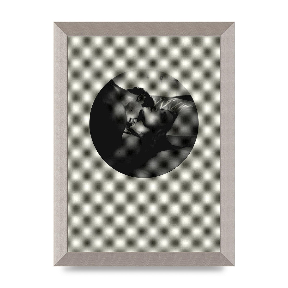 Halftone Kiss Two Printed Poster - A4 framed