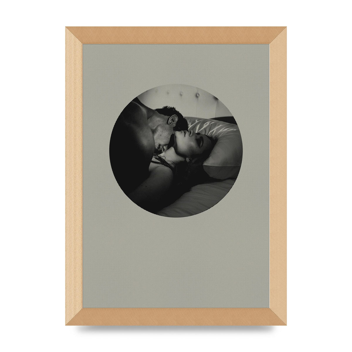 Halftone Kiss Two Printed Poster - A4 framed