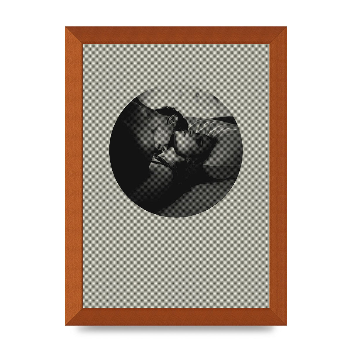 Halftone Kiss Two Printed Poster - A4 framed