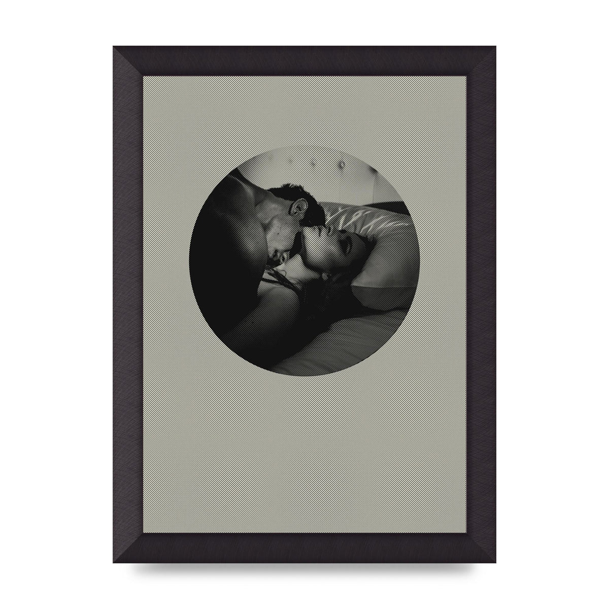Halftone Kiss Two Printed Poster - A4 framed