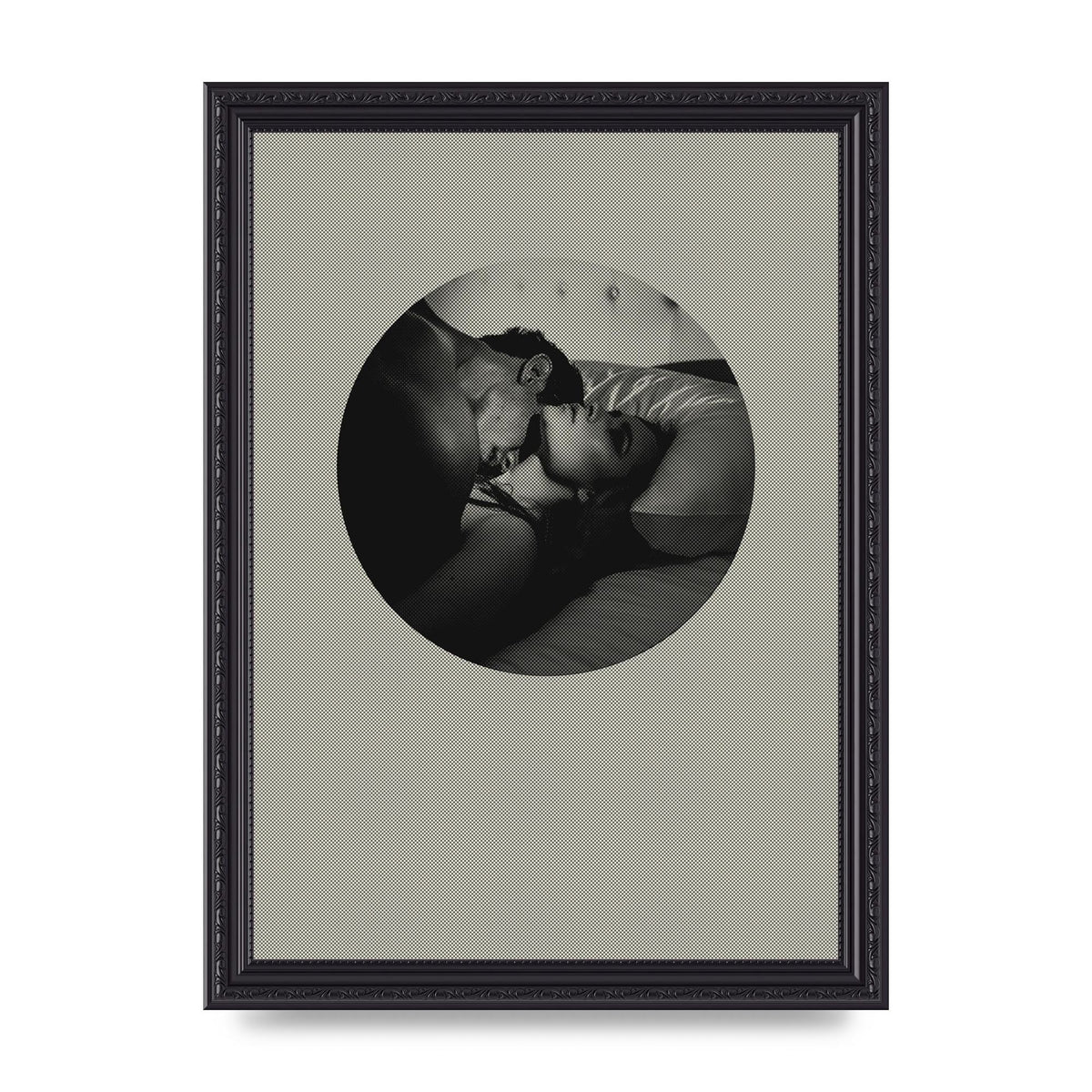 Halftone Kiss Two Printed Poster - A4 framed