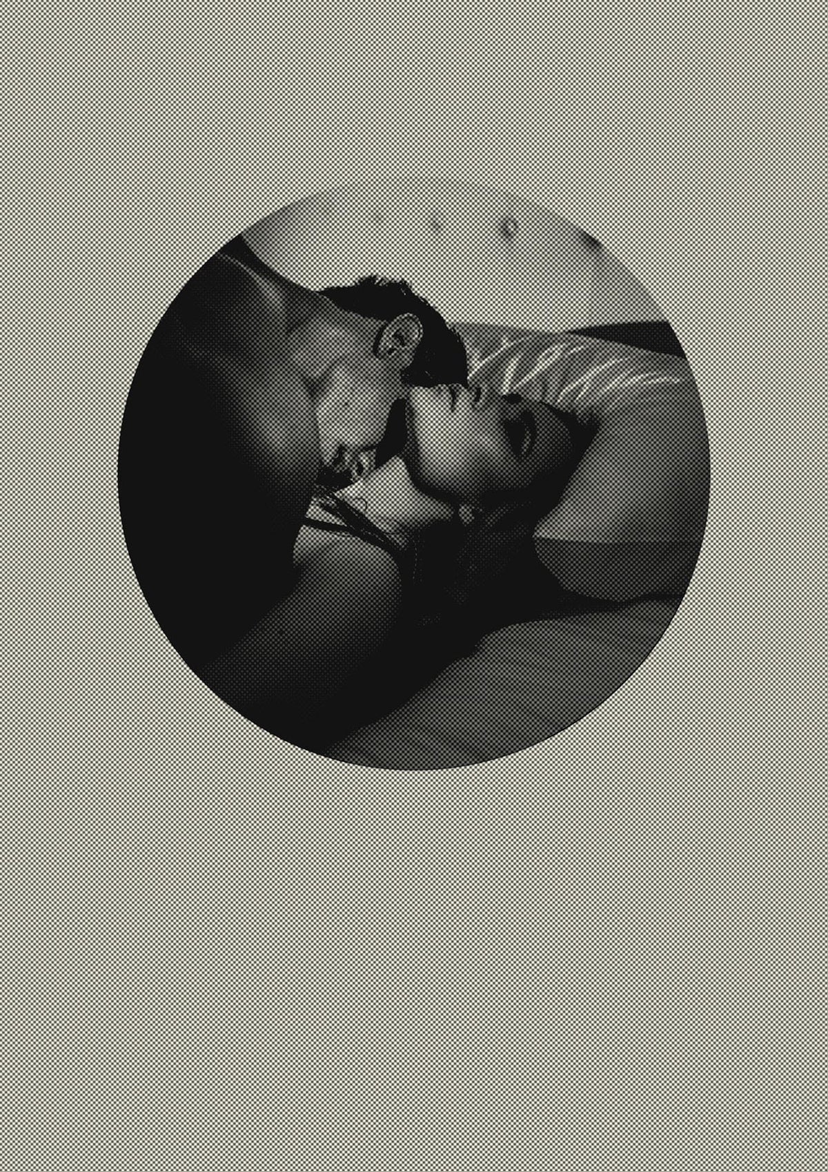 Halftone Kiss Two Printed Poster - detail