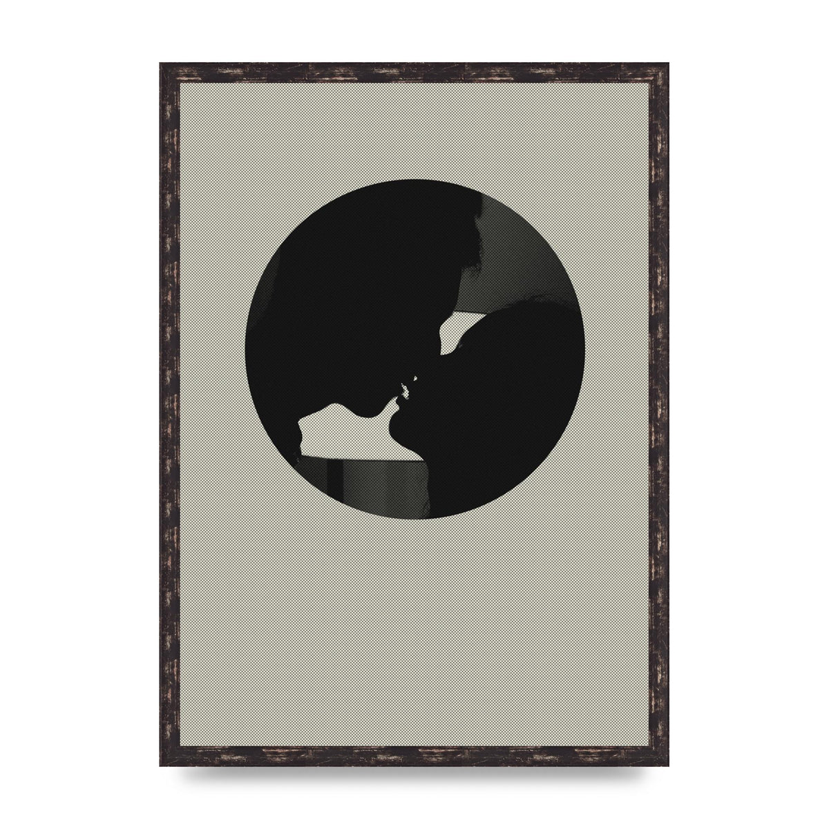 Halftone Kiss Three Wall Art - A2 framed