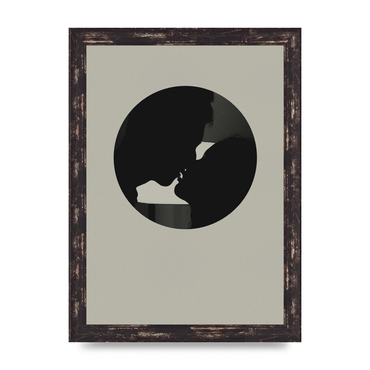 Halftone Kiss Three Wall Art - A4 framed