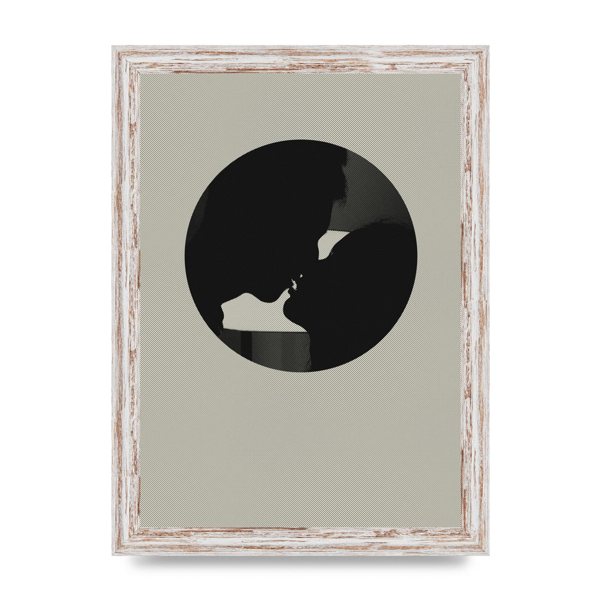 Halftone Kiss Three Wall Art - A4 framed