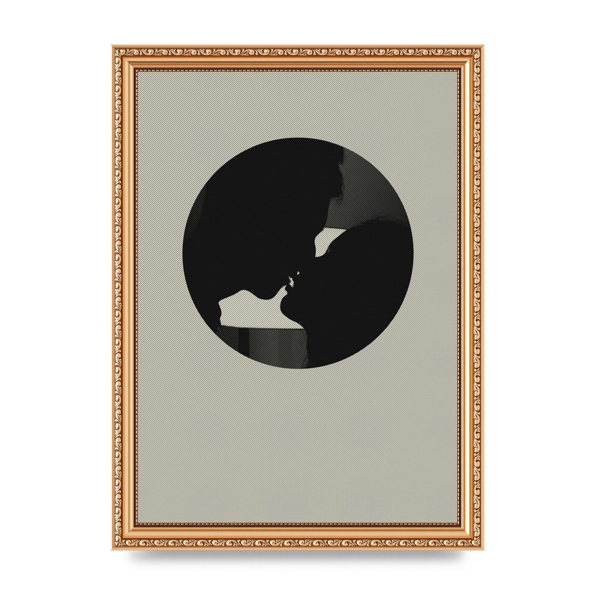 Halftone Kiss Three Wall Art - A4 framed