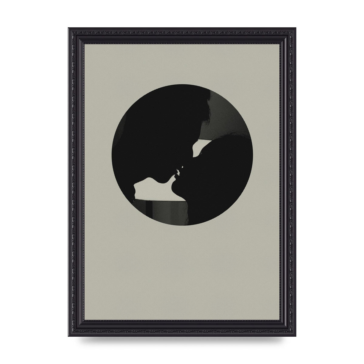 Halftone Kiss Three Wall Art - A4 framed