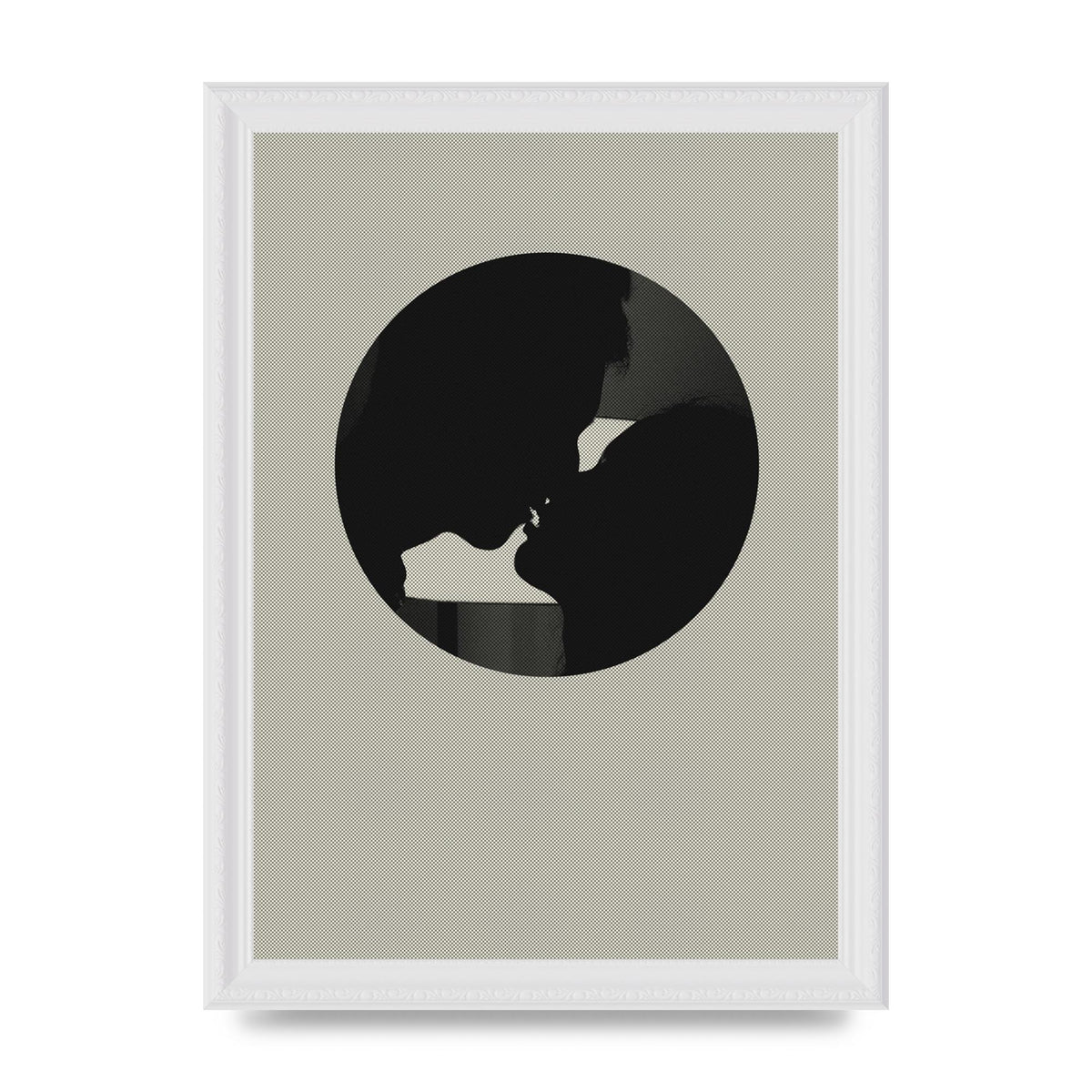 Halftone Kiss Three Wall Art - A4 framed