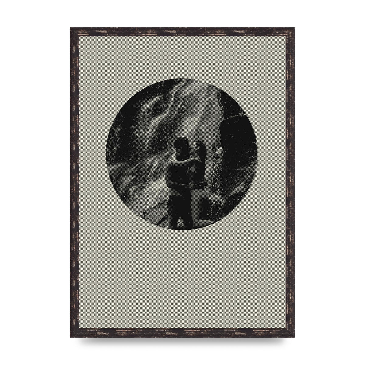 Halftone Kiss Five Printed Poster - A2 framed