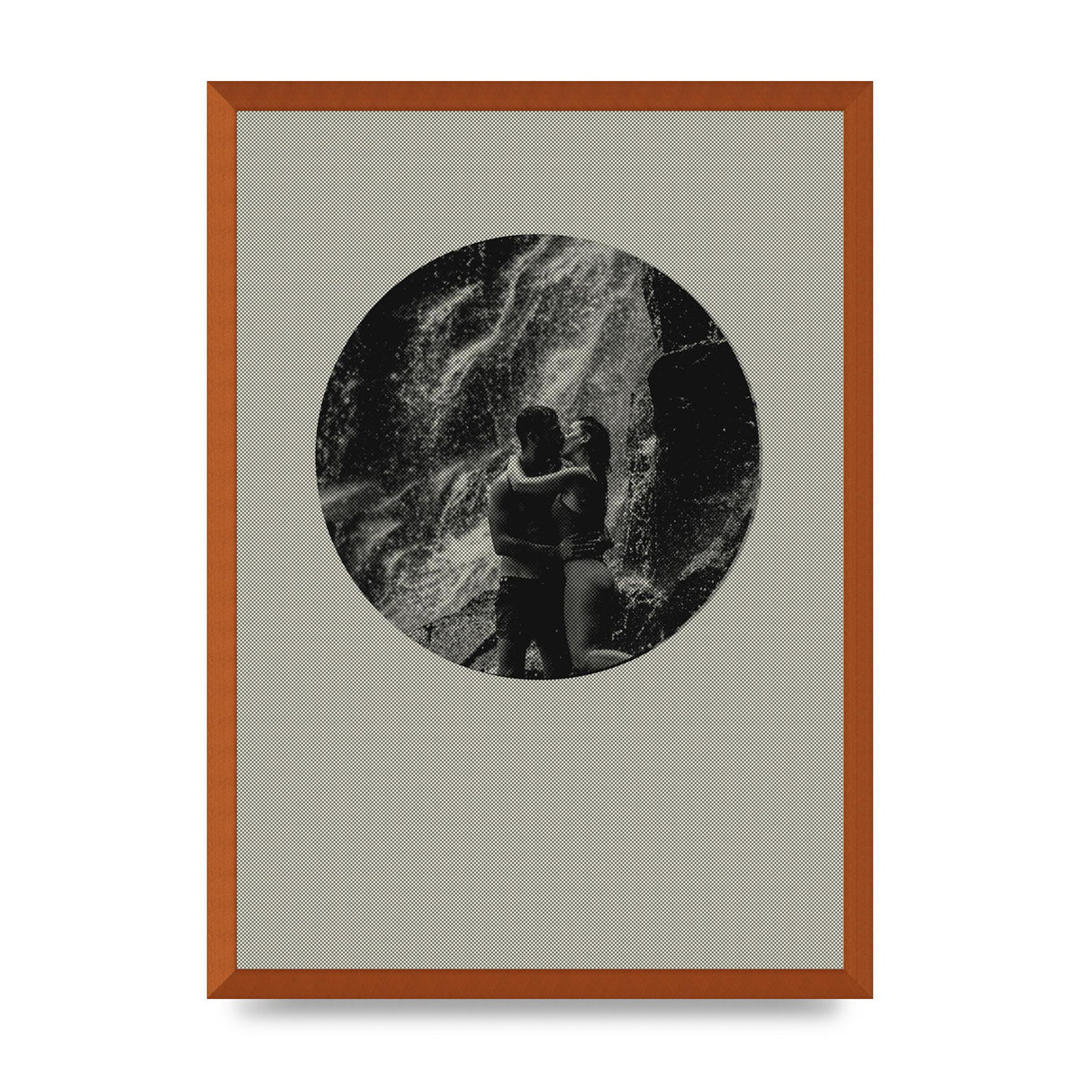 Halftone Kiss Five Printed Poster - A2 framed
