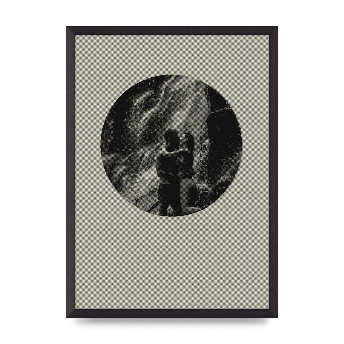 Halftone Kiss Five Printed Poster - A2 framed