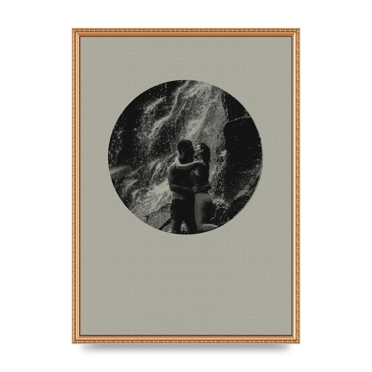 Halftone Kiss Five Printed Poster - A2 framed