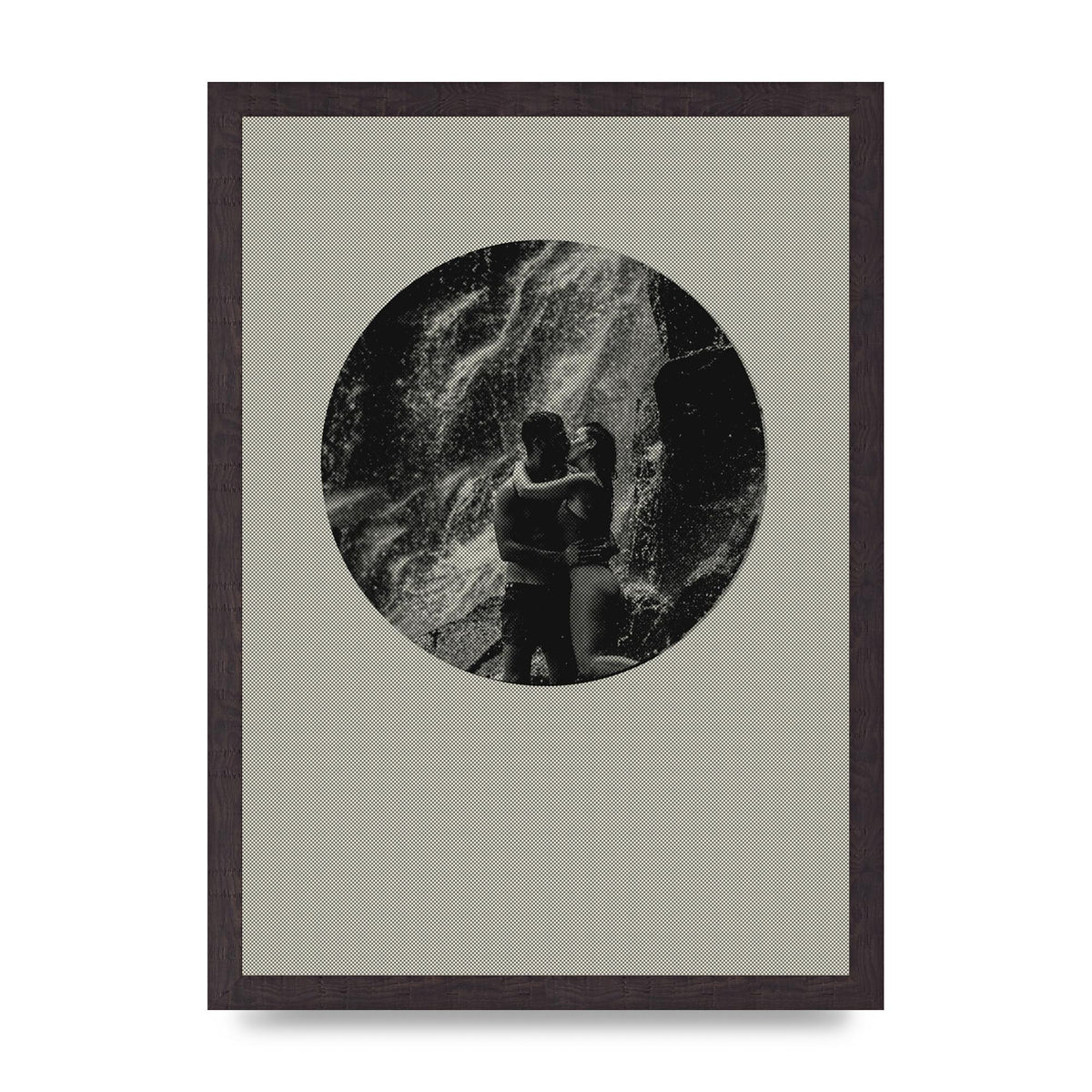Halftone Kiss Five Printed Poster - A3 framed