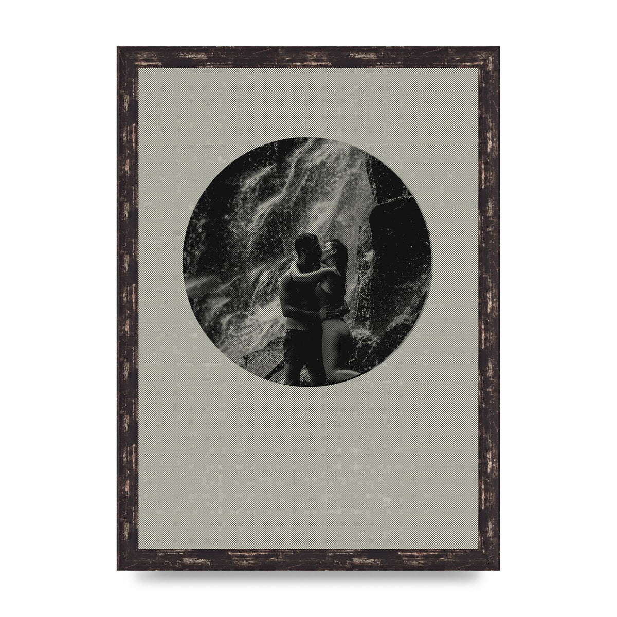 Halftone Kiss Five Printed Poster - A3 framed