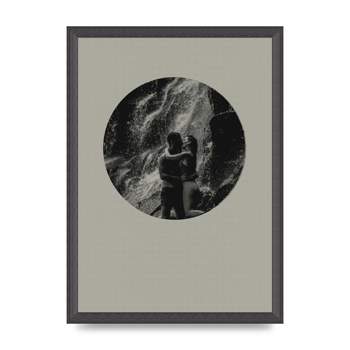 Halftone Kiss Five Printed Poster - A3 framed