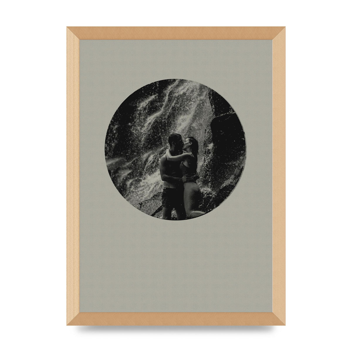 Halftone Kiss Five Printed Poster - A3 framed