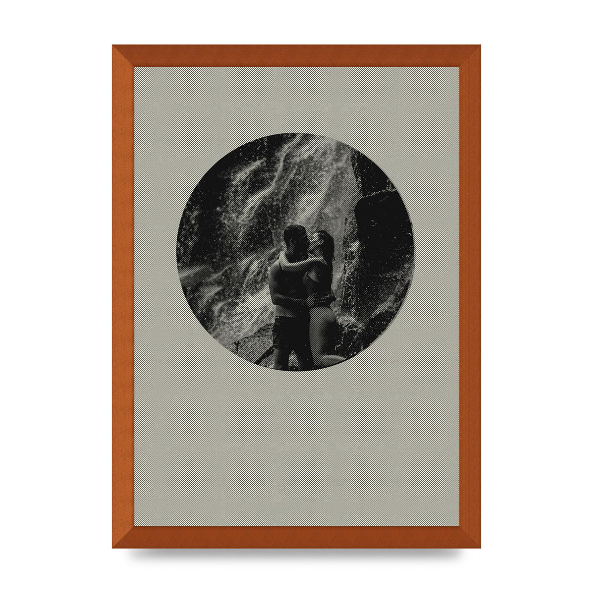 Halftone Kiss Five Printed Poster - A3 framed