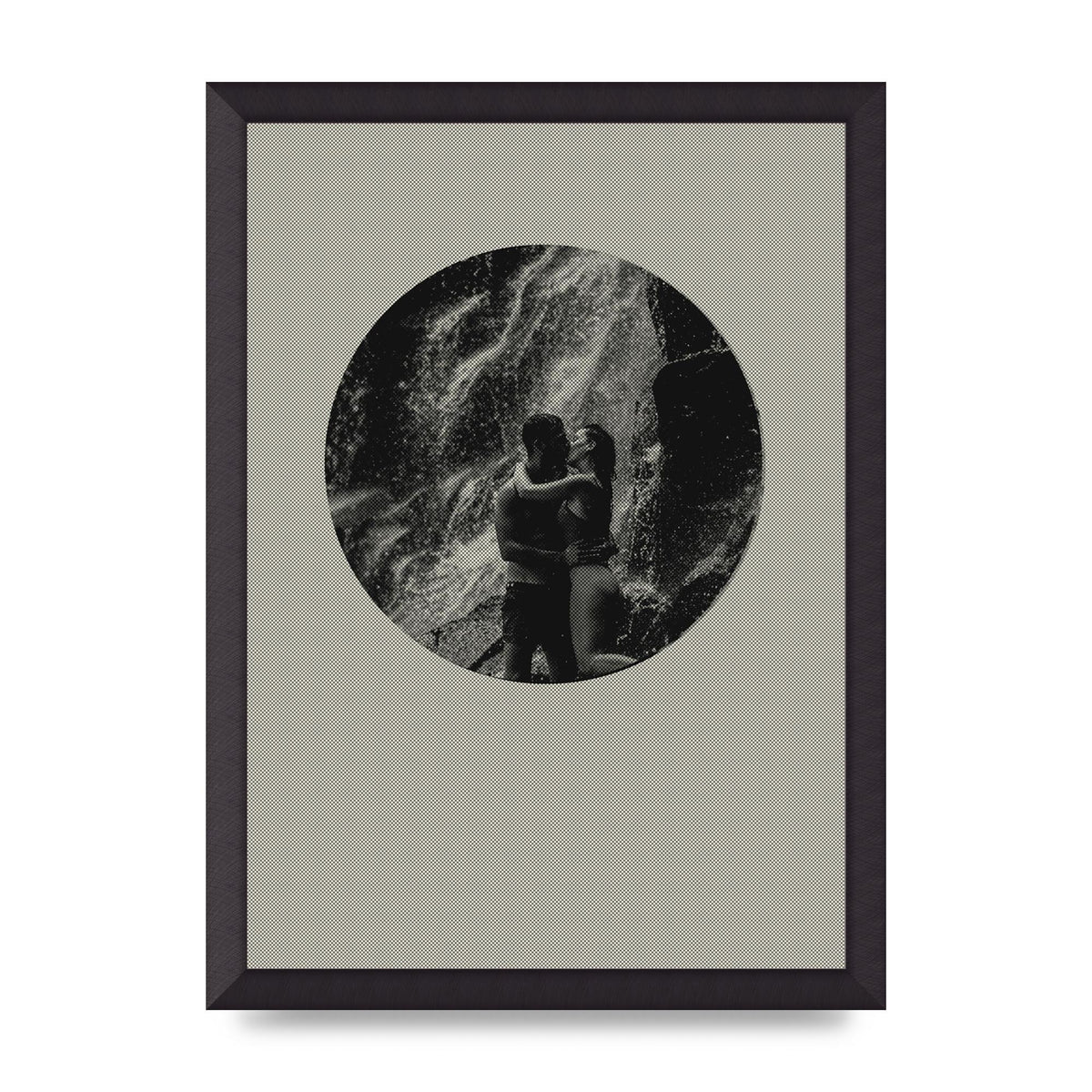 Halftone Kiss Five Printed Poster - A3 framed