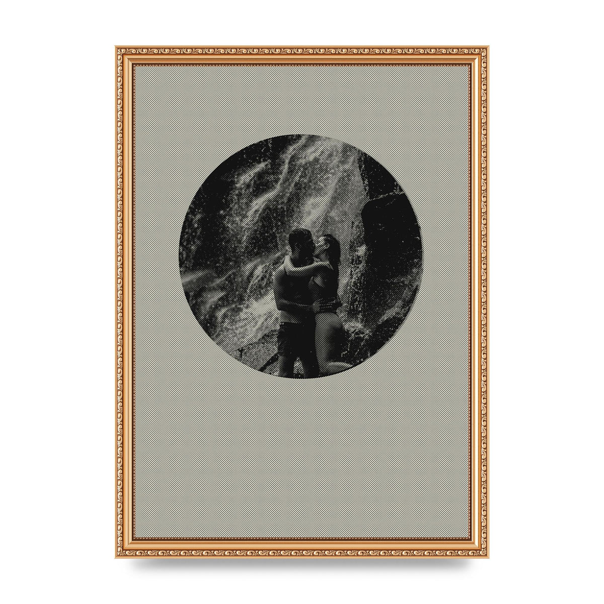 Halftone Kiss Five Printed Poster - A3 framed