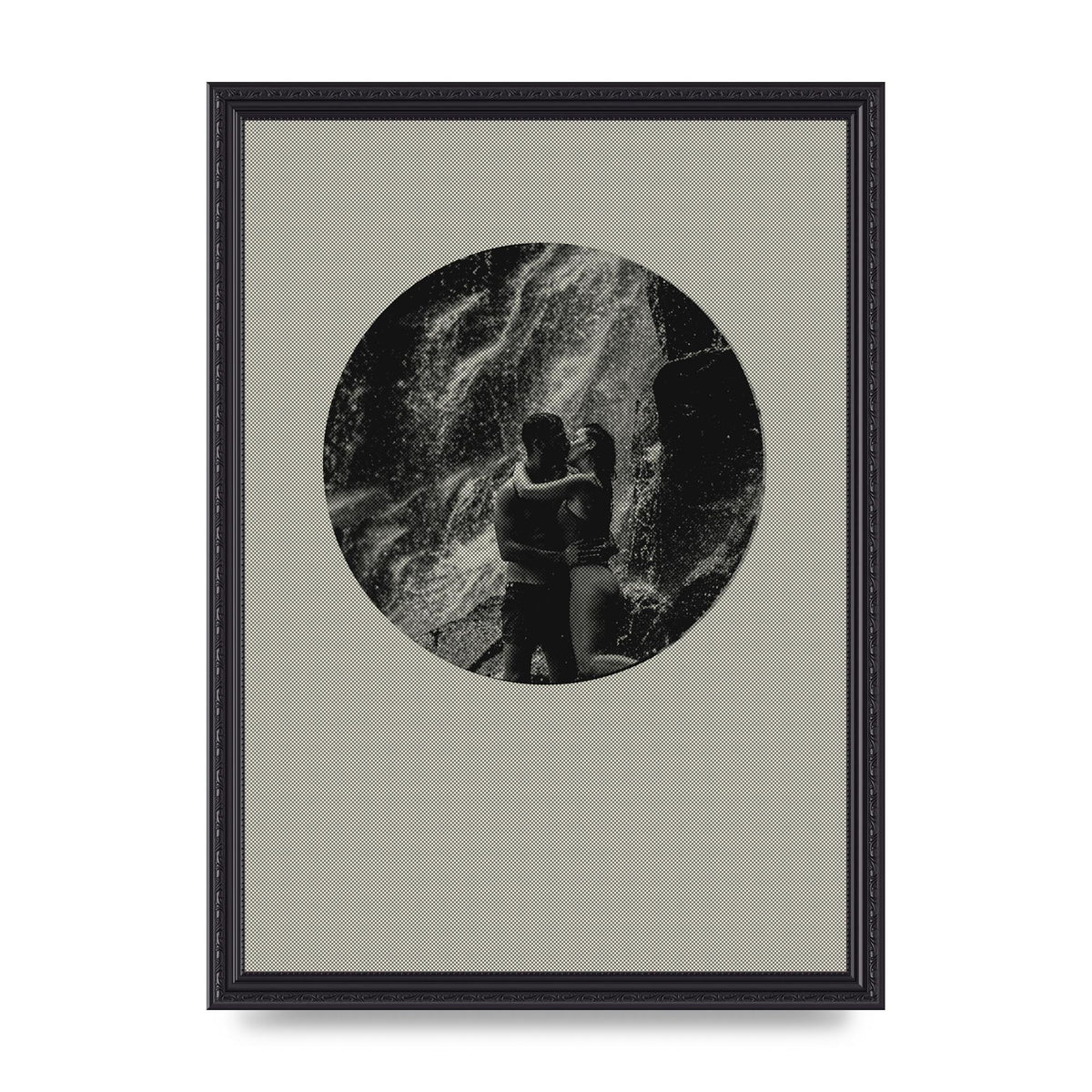 Halftone Kiss Five Printed Poster - A3 framed